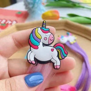 Kids cartoon unicorn wig hair clip colorful braid hairpin sweet girl pony hair accessory for party