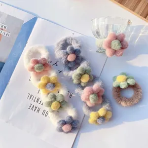 Süße Plüsch Blumen Haargummis Niedliche Bonbonfarben Flauschige Scrunchies Elegante Elastische Pferdeschwanz Halter Haarschmuck Für Damen Mädchen