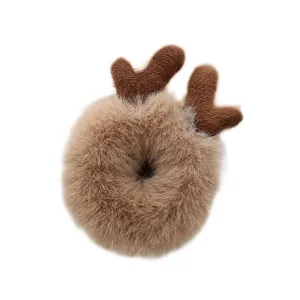 Chouchou en peluche avec bois de cerf mignon attache cheveux hiver doux accessoire de coiffure