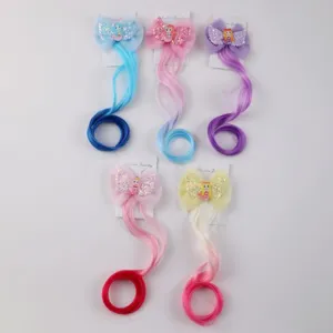 Children colorful curly hair clip mermaid hairpiece gradient wig party dress up prop