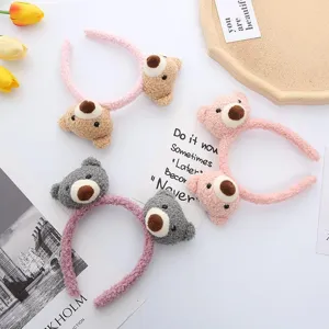 Cute plush bear headband sweet girl funny hair hoop Korean versatile hair accessories for women