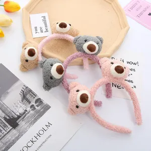 Cute plush bear headband sweet girl quirky hair hoop stylish everyday hair accessory.