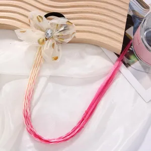 Accessoire de cheveux perruque tressée dégradée pour enfants avec nœud et strass