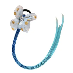 Perruque enfant accessoire cheveux tressés avec nœud bleu princesse danse fête