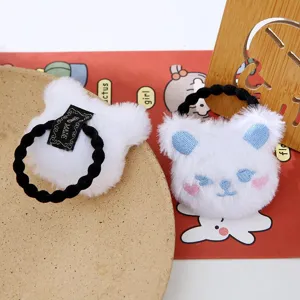 Simpatico elastico per capelli in peluche orsetto stile giapponese kawaii soffice per donna