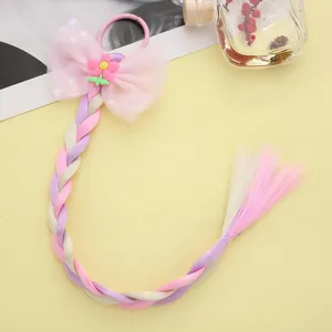 Kinder bunte Perücke Zopf Haarseil mit süßer Schleife Haarschmuck für Kinder Bühne