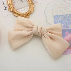 Champagne satin bow hair clip elegant women hair accessory stylish daily hair styling tool