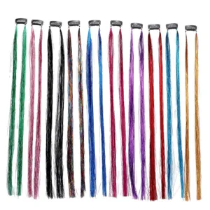 Extensions de cheveux tinsel colorées mèches scintillantes pour fête et style