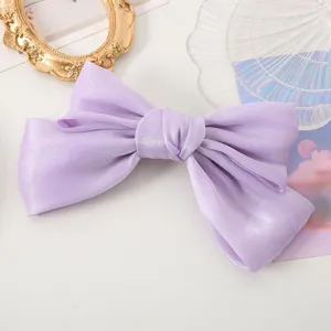 Lavender satin bow hair clip elegant spring barrette sweet hair accessories for women girls
