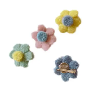Flauschige Blumen Brosche Haarspange 2in1 Macaron Farbe süsse Kleidung Tasche Deko Clip