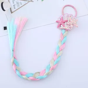 Enfants coloré extension cheveux tressé queue de cheval élastique coquillage étoile mer detail