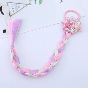 Filles perruque tressée colorée attache cheveux coquillage étoile de mer accessoires