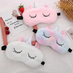 Cute Plush Unicorn Eye Mask Soft Shading Sleeping Eye Mask For Women Girls Travel Nap