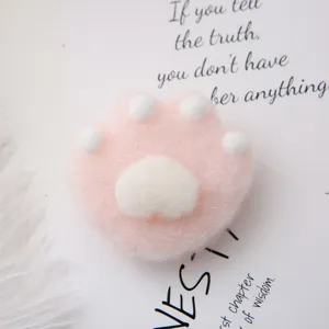 Cute Japanese cartoon cat paw plush hair tie, soft girlish pink and white hair ring for daily wear.