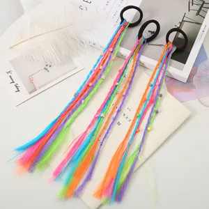 Colorful kids hair extensions braids wig hair ties girls dancing party styling accessories