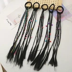 Kids wig hair ties with colorful braids and beads for festival performance party.