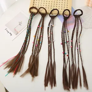 Children's synthetic hair ties with colorful beads and braids for party performance.