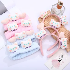 Cute Cartoon Plush Cat Peach Headband Sweet Animal Hair Band Soft Face Washing Hair Hoop Makeup Daily Hair Accessories