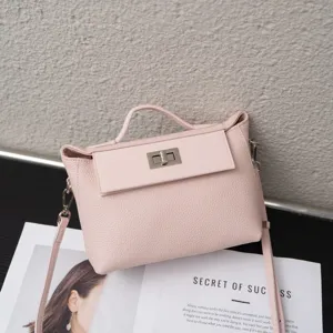 Bolso Kelly de cuero rosa, elegante bolso de mano, elegante bolso cruzado de mujer.