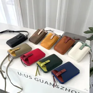 Borsa a tracolla in vera pelle per telefono cellulare mini borsa spalla colorata donna