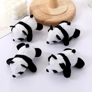 Cute crawling panda plush brooch hair clip cartoon animal pendant bag accessory soft toy
