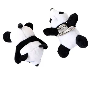 Cute 3D plush panda hair clip and brooch dual use accessory, fluffy animal cartoon design.