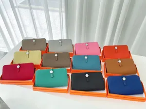 Leather passport holder long card wallet organizer travel document bag with metal clasp closure