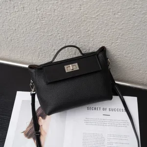 Bolso de mano de cuero negro mujer moda asa superior bolso cruzado elegante y chic