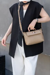 Bolso de mano de cuero caqui para mujer elegante bolso de hombro bandolera diario