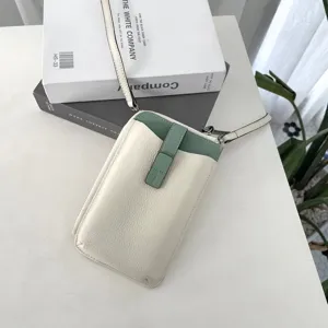 Borsetta a tracolla per cellulare in vera pelle, mini borsa trendy color block donna.