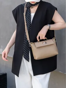 Bolso de hombro elegante de cuero para mujer, bolso cruzado informal para uso diario y trabajo.