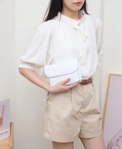 White genuine leather mini crossbody bag and waist bag for women, stylish daily use.