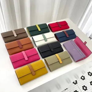 Portafoglio lungo donna multi carte color block pochette grande capacità elegante