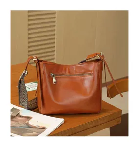 Vintage genuine leather women shoulder bag classic retro crossbody bag casual cowhide purse