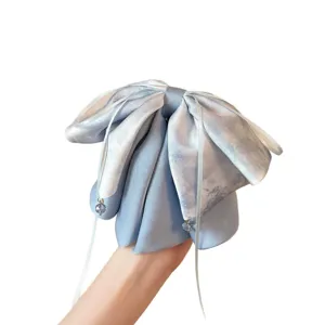 Neues chinesisches Tinte Farbverlauf Schleifen Haargabel Satin Band Pferdeschwanz Clip für Frauen