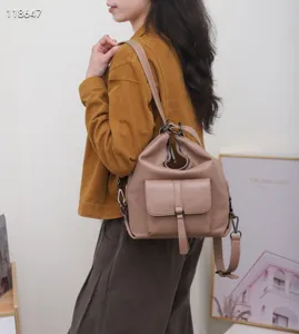 Sac à dos femme en cuir véritable élégant sac bandoulière mode décontracté sac de voyage