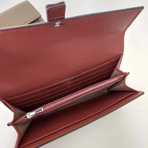 Donna portafoglio lungo con scomparti carte cerniera portamonete minimalistico rosso