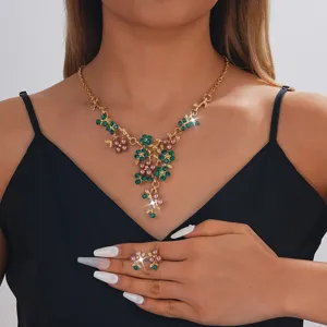 Light Luxury Pearl Flower Necklace Earrings Two Piece Set Alloy Rhinestone Artificial Pearl Bridal Wedding Jewelry Gift For Women