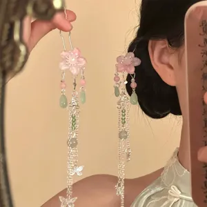 Neuer Chinesischer Stil Vintage Blumen Quaste Haarstab Elegante Legierung Blume Haarnadel Hanfu Kopfschmuck Haaraccessoires