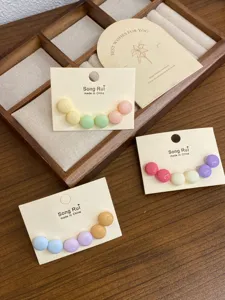 Süße Macaron Farbige Runde Ohrringe, Koreanische Geometrische Süßigkeiten Ohrstecker Damen.