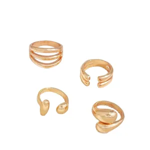 Gold metal ring set minimalist geometric open finger rings fashion jewelry for women daily wear