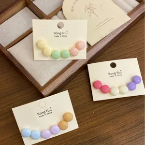 Koreanischer Süßer Stil Geometrische Makaron Farbe Ohrringe Resins Legierung Süße Ohrstecker Für Damen Tägliche Mode Schmuck