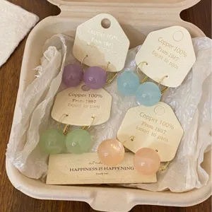 Set de boucles d'oreilles boules colorées, bijoux style dopamine doux pour femmes et filles quotidien.