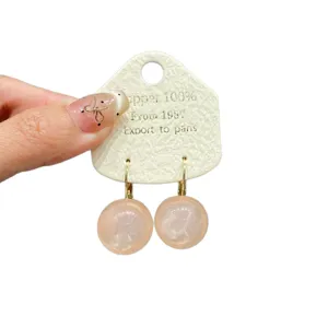 Série dopamine de printemps boucles d'oreilles rondes rose pêche, style coréen élégant.