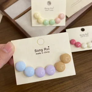 Süße koreanische Bonbon Macaron Farbe runde Kugel Ohrringe vielseitiger Ohrschmuck