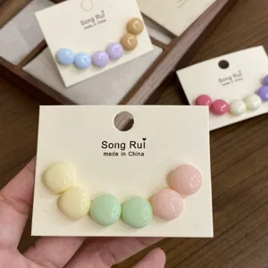 Koreanische süße Macaron Farbe geometrische runde Ohrringe süß vielseitig frisches D