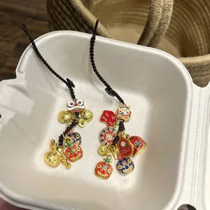 Exquisite antique gold style metal charms with colorful enamel details, lucky pendants for bags.