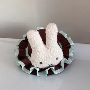 Brown Miffy rabbit plush mini top hat Lolita headpiece cute sweet hair accessory for women