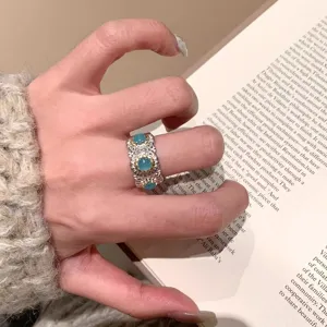 Vintage Gebürstet Gänseblümchen Blume Offener Ring Für Frauen Legierung Leichter Luxus Retro Schwere Industrie Modeschmuck Fingerring