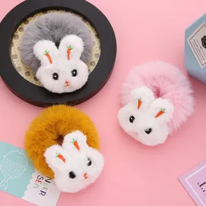 Dolce elastico per capelli in peluche di coniglio simpatico animale cartone animato